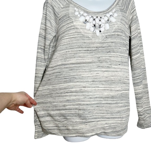 Moa Moa Gray Space Dye Embellished Tie Open Back Knit Blouse - Picture 4 of 12